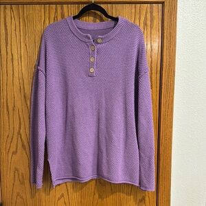 Purple Button-Up Knit Sweater